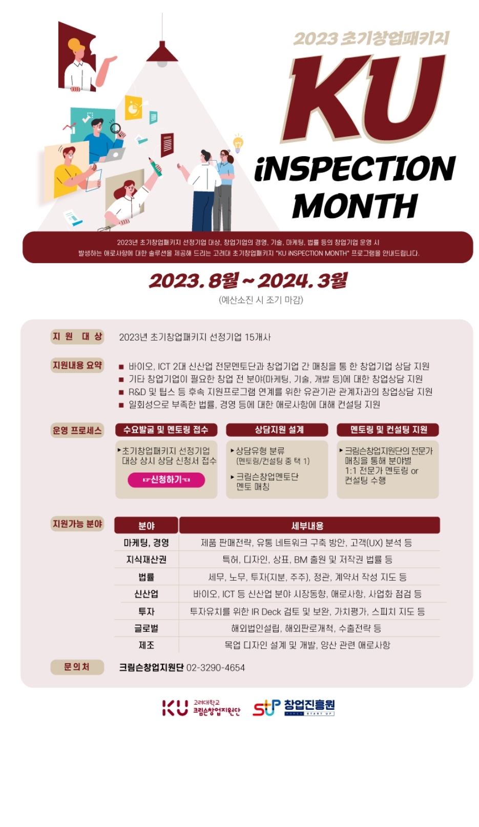 2023년 고려대 초기창업패키지 멘토링/컨설팅(KU iNSPECTION MONTH) 프로그램 참여기업 모집